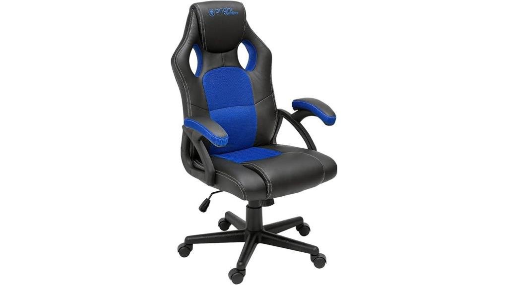 cadeira gamer estilosa preta e azul